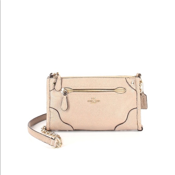 Coach Handbags - COACH Champagne Leather Chain Crossbody Bag